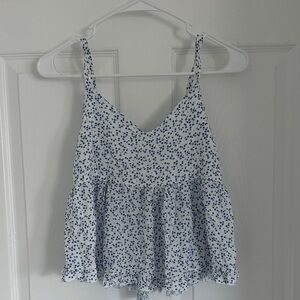 Hollister White and Blue Floral Camisole